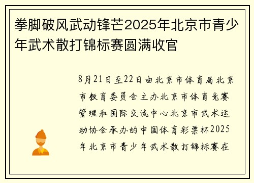 拳脚破风武动锋芒2025年北京市青少年武术散打锦标赛圆满收官